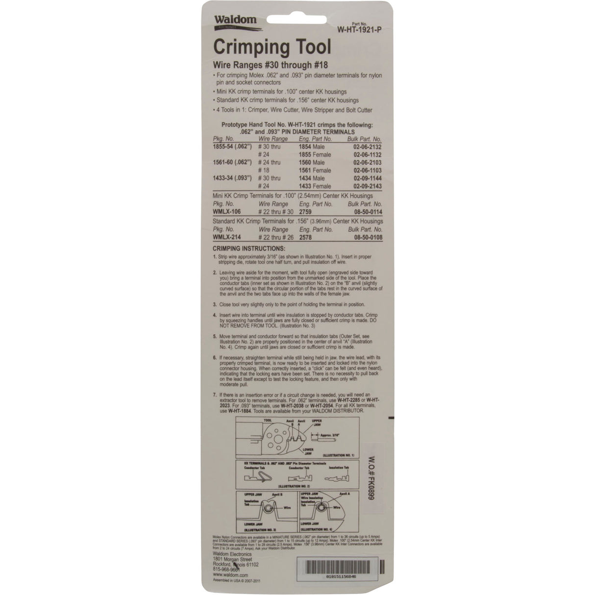 Tool, Hand Crimping, Multi Purpose, Molex AMP : 31F1049 - GC/Waldom - 31F1049 - PartsForSpas.com