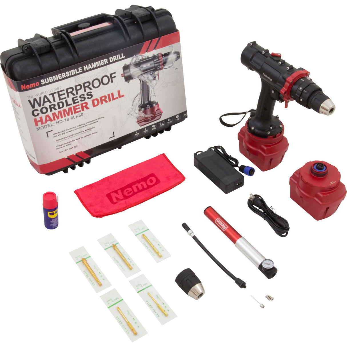 Underwater Hammer Drill, Nemo, 164 Foot Depth, 6Ah : HD-18V-6Li-50 - Nemo Power Tools - 4897100721005 - PartsForSpas.com