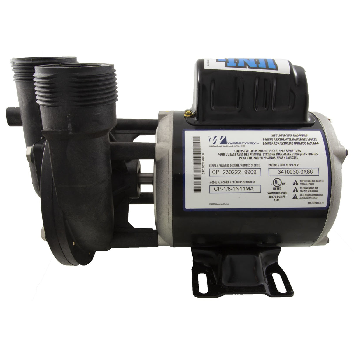 Pump, Circ, Waterway Uni-Might, 1/8hp, 115v, 1-Spd, 48Fr, 50/60Hz : 3410030-0X86