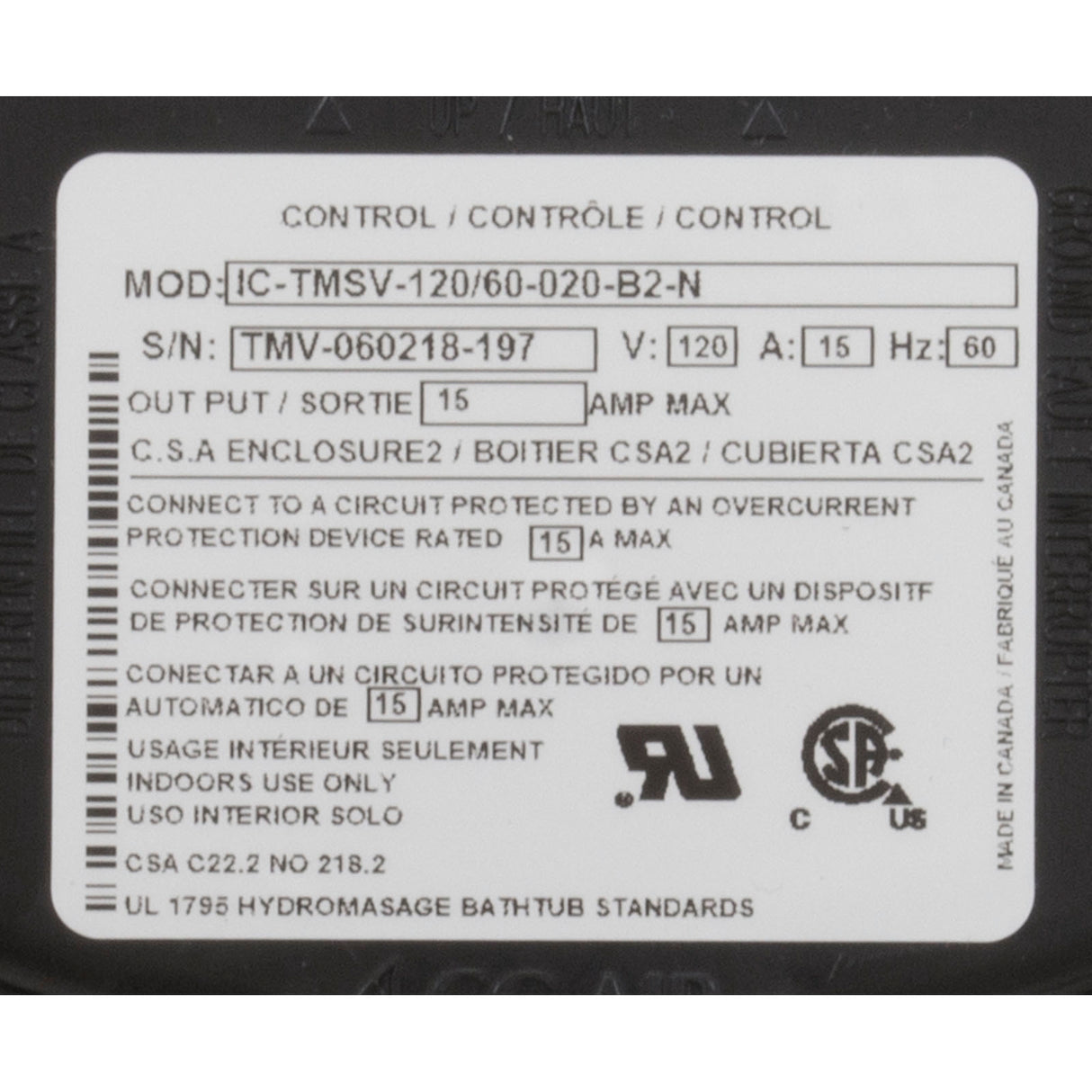 Ic-Tmsv-120/60-020-B2-N Electronic Ctrl W/ Water Level Snsr : ICTMSV120/60020B2N