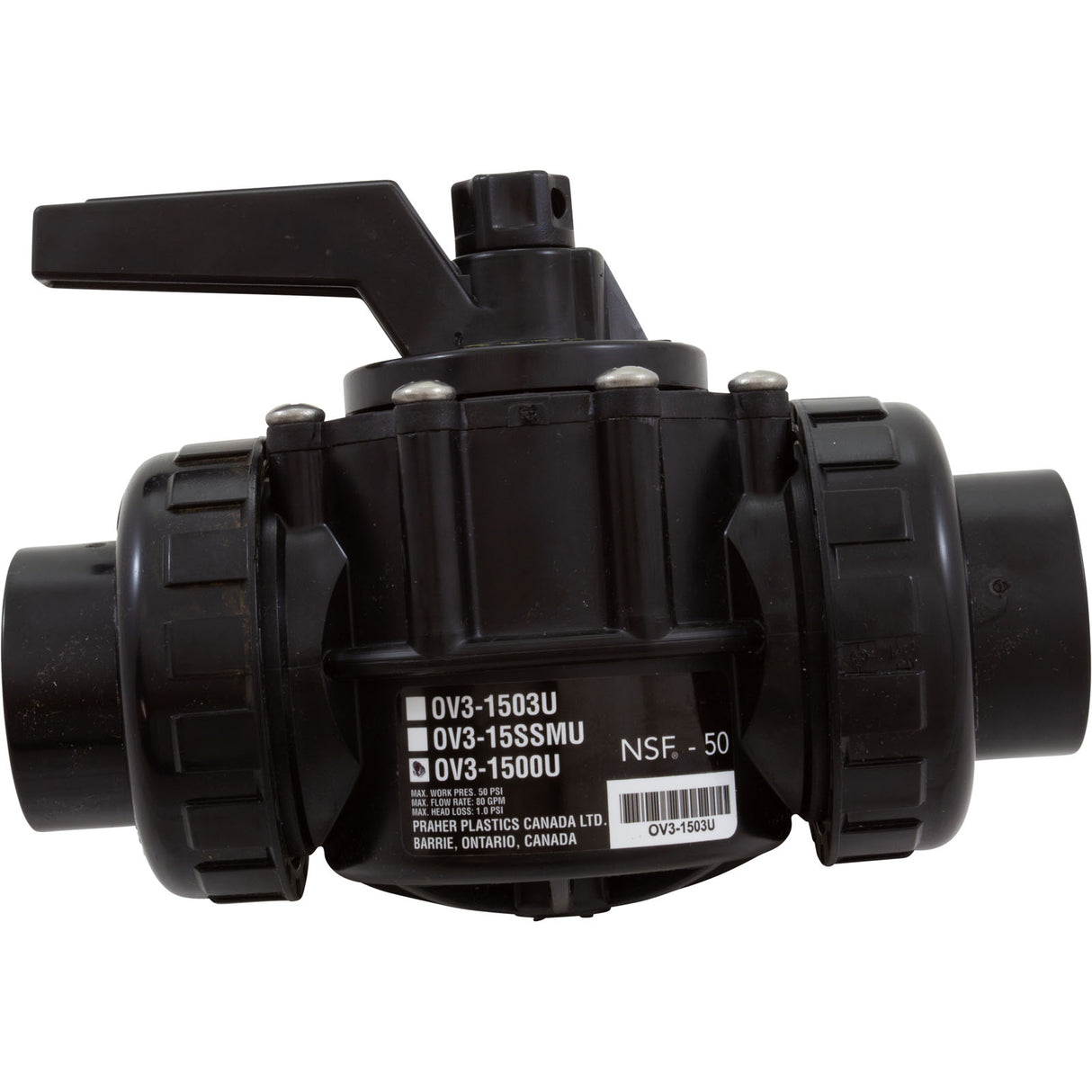 1-1/2" 3 Port Perma-Sealvalve "Unionized" : OV3-1500U - Praher - 885531001272 - PartsForSpas.com