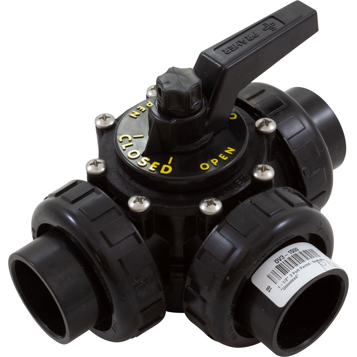 1-1/2" 3 Port Perma-Sealvalve "Unionized" : OV3-1500U - Praher - 885531001272 - PartsForSpas.com
