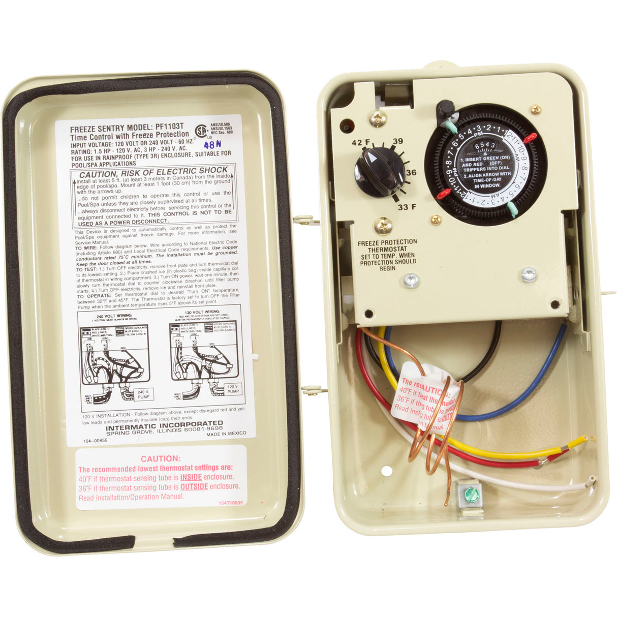 Timer W/Thermostat, Rainproof Enclosure, 120v/240v : PF1103T