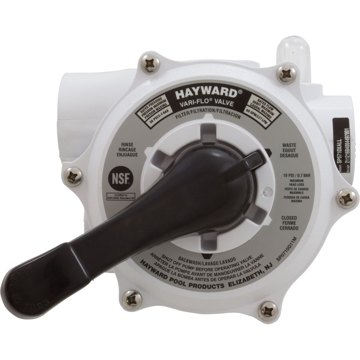 Multiport Valve, Hayward VariFlo, 1-1/2"fpt, 6 Position : SP0710XALL - Hayward - 0610377044462 - PartsForSpas.com