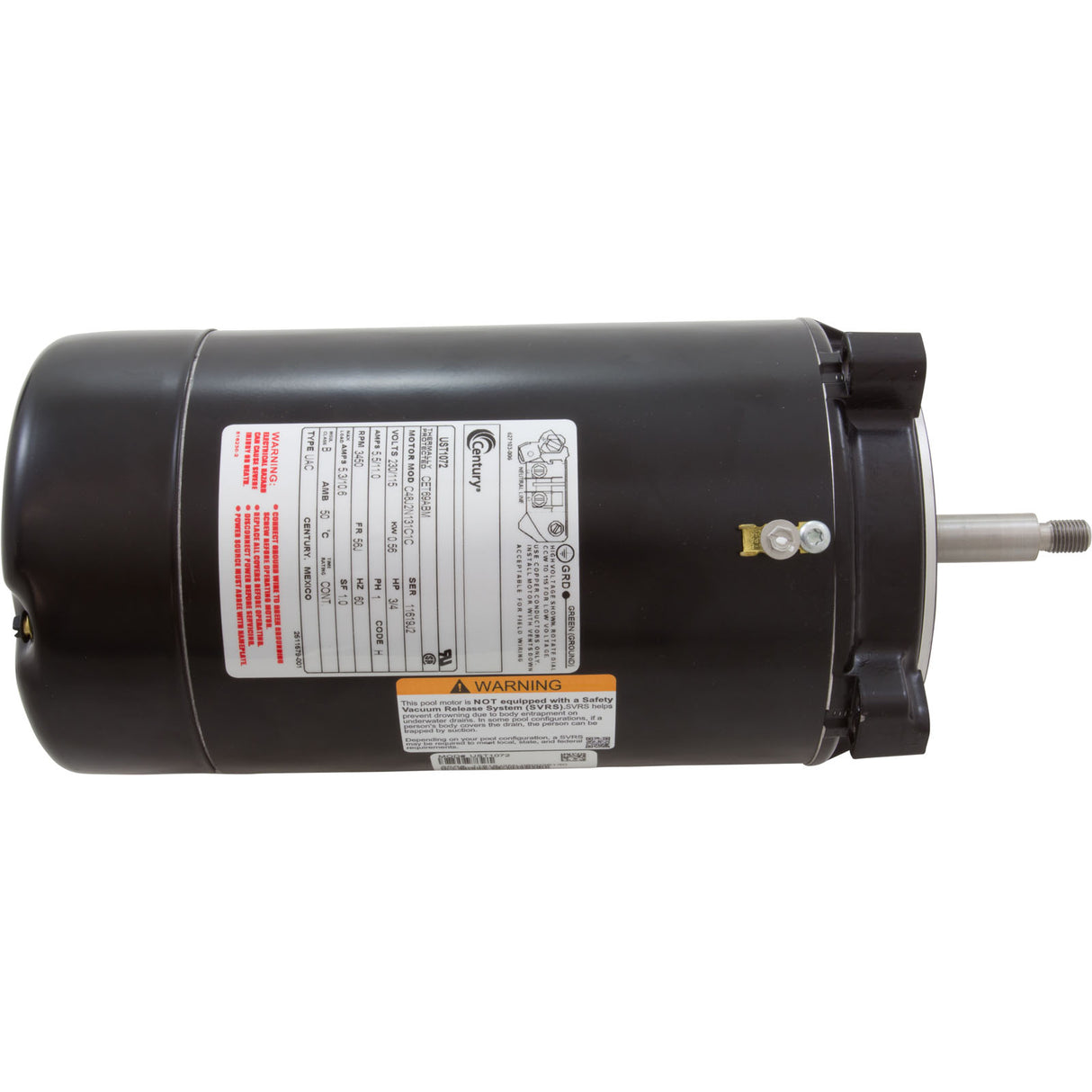 Mtr, Cent, .75Hp, 115/230V, 1-Sp, Sf1, 56Jfr : UST1072