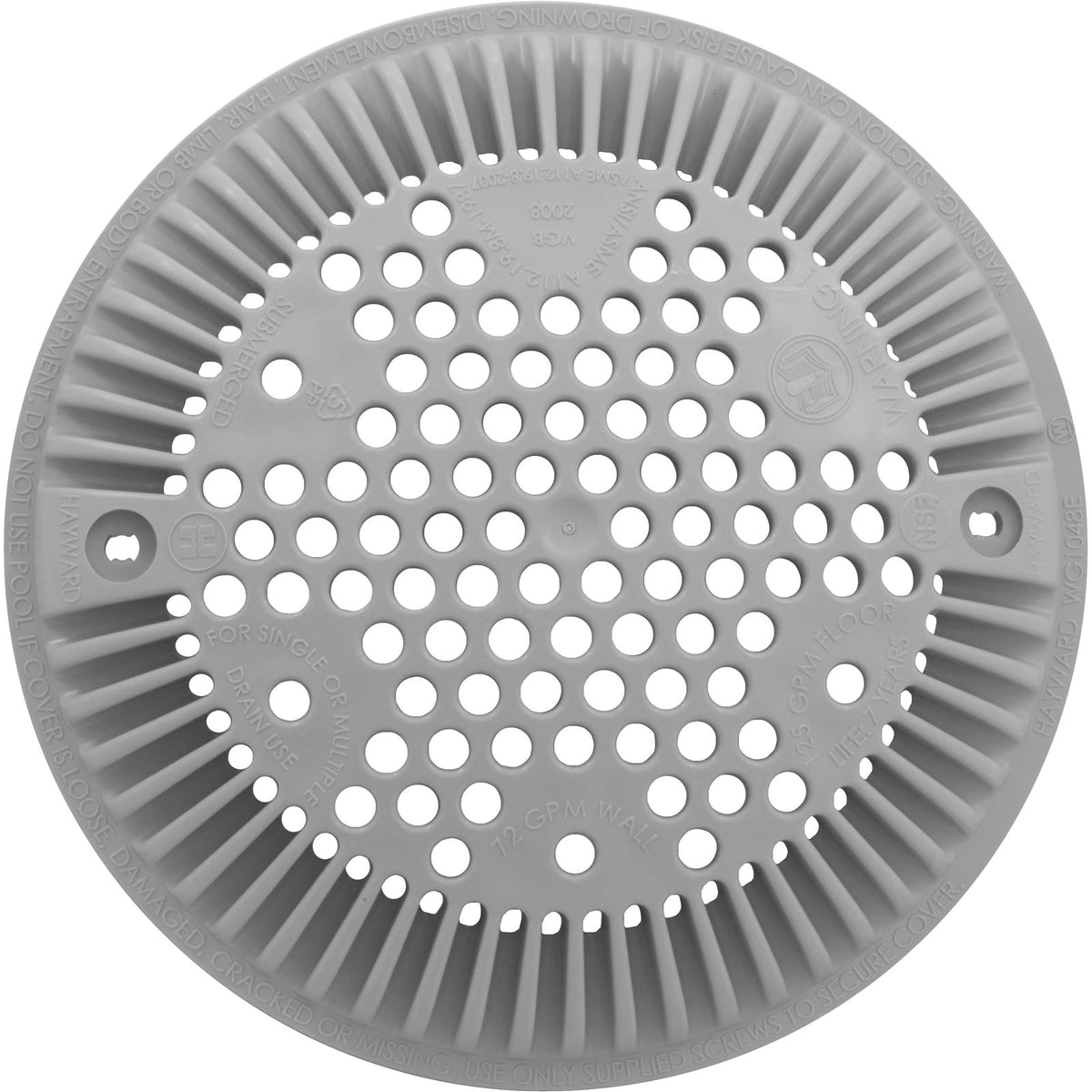 Cover-Suction Outlet, Gray : WGX1048EGR - Hayward - 0610377008327 - PartsForSpas.com
