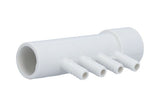 Manifold, PVC, Gentekk, 1"Slip x 1"Spigot x 4 3/8"Ribbed Barb Ports : 4APM1XSP