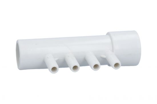 Manifold, PVC, Gentekk, 1"Slip x 1"Spigot x 4 3/8"Ribbed Barb Ports : 4APM1XSP