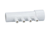 Manifold, PVC, Gentekk, 1"Slip x 1"Spigot x 4 3/8"Ribbed Barb Ports : 4APM1XSP