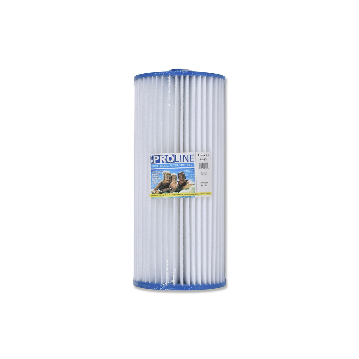 Filter Cartridge, Proline, Diameter: 8-1/2", Length: 19", Top: Male Slip Fitting, Bottom: 2-1/5" Open 30 Sq. Ft. : P80301