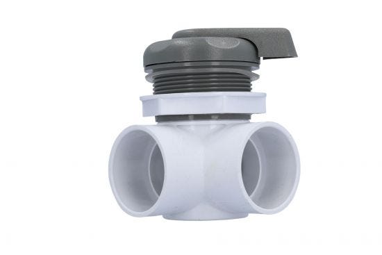 Diverter Valve, Waterway, 2-Port, 2" Horizontal, Top Access, 5-Scallop, Gray : 600-3027