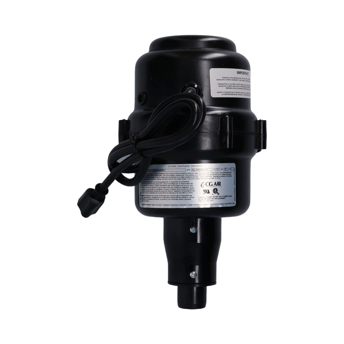 Blower, CG Air Systems, 115V, 500W, For 3-Speed Air Push System : SL3-3-50-120