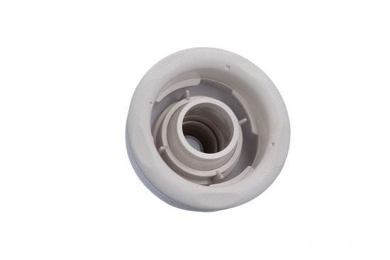 Jet Assembly, Waterway, Old Faithful, Directional, 1/2" Slip Air x 2" Slip Water, Straight Body, 5-Scallop , White : 210-3910