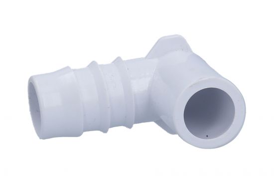Fitting, PVC, Ribbed Barb Ell Adapter, 90°, 3/4"RB x 1/2"Spg : 411-3500