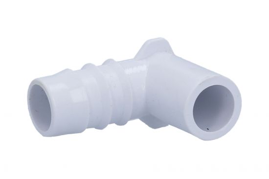 Fitting, PVC, Ribbed Barb Ell Adapter, 90°, 3/4"RB x 1/2"Spg : 411-3500