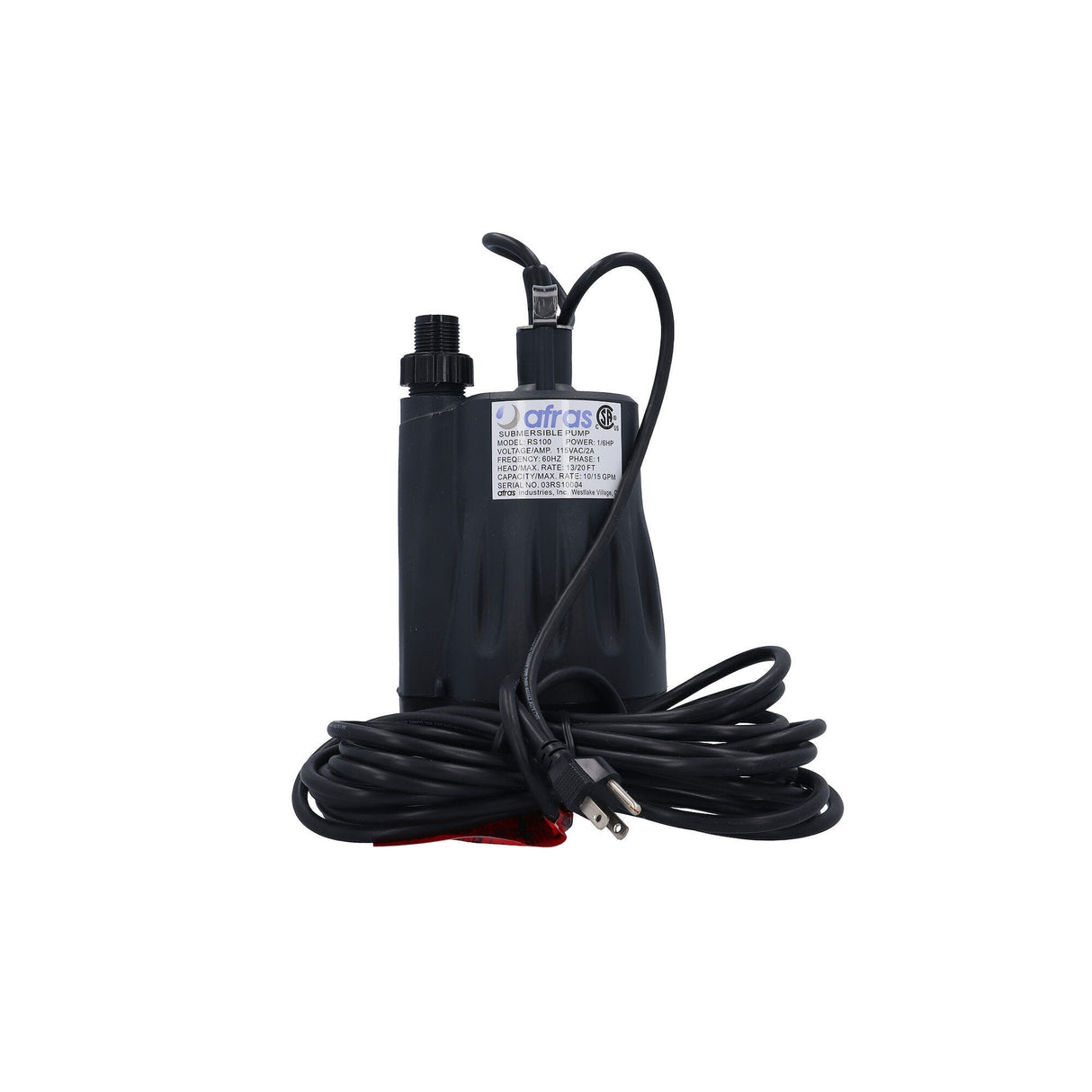 Circulation Pump, HydroQuip, Used w/ Emergency Spa Heater, Submersible, 1/6HP, 115V w/ 20' Power Cord : 10-0178