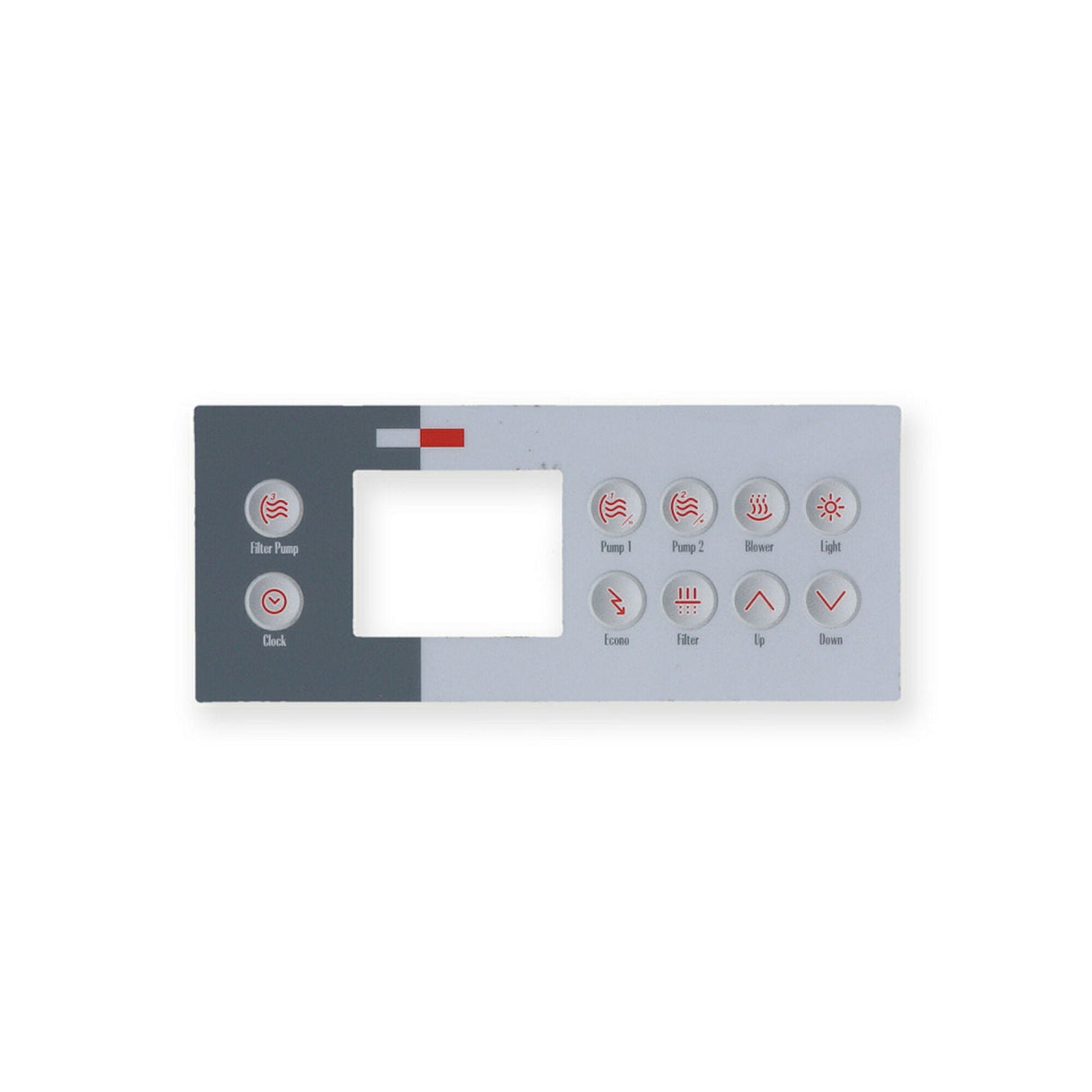 Overlay, Spaside, Gecko TSC4, 10-Button, Pump1-Pump2-Pump3-Blower, For 0201-007044 : 9916-100761
