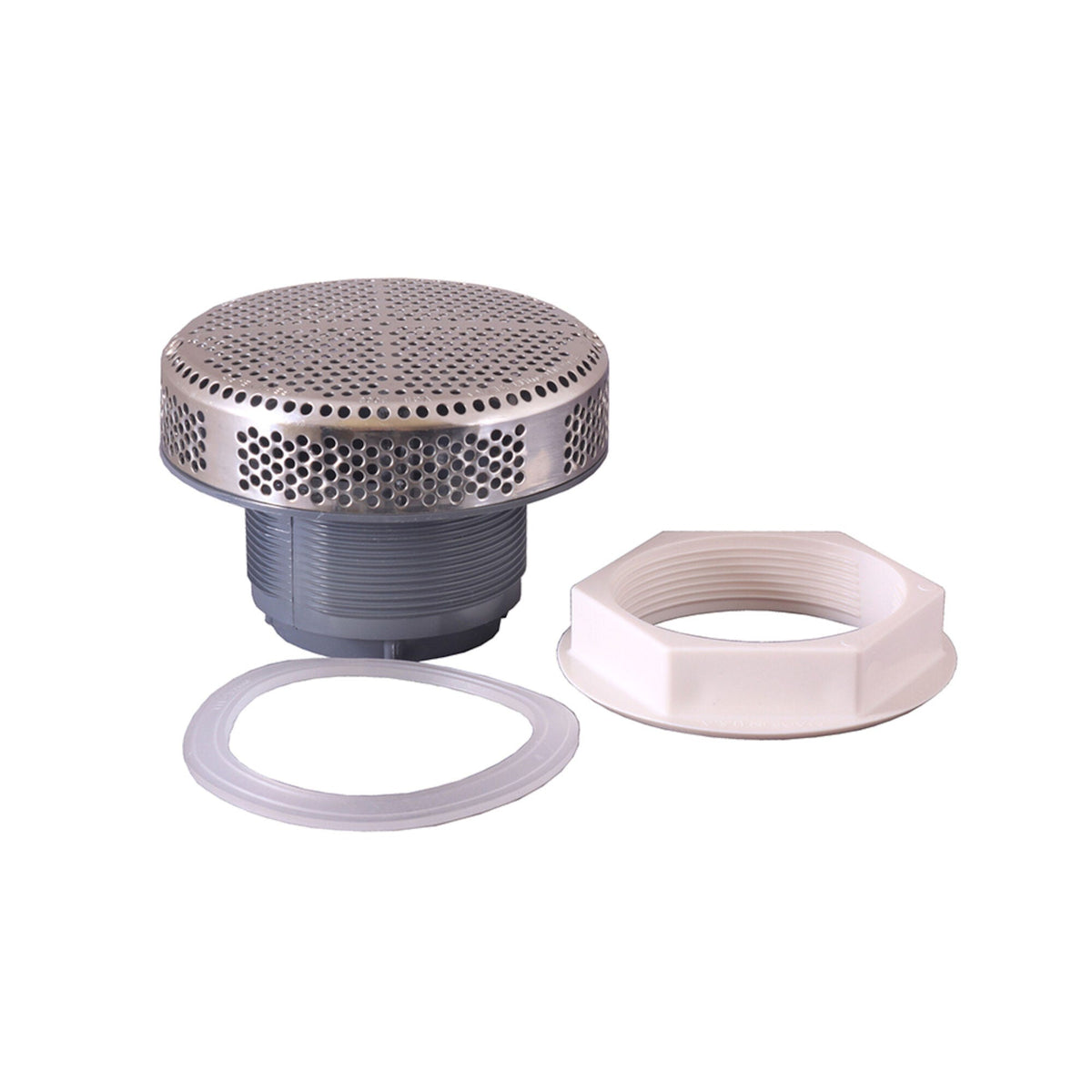 Suction Assembly, Waterway, VGB, Super Hi-Flo, 5"Dia Cover, 2"S Deep Socket, Stainless : 640-3570S-V