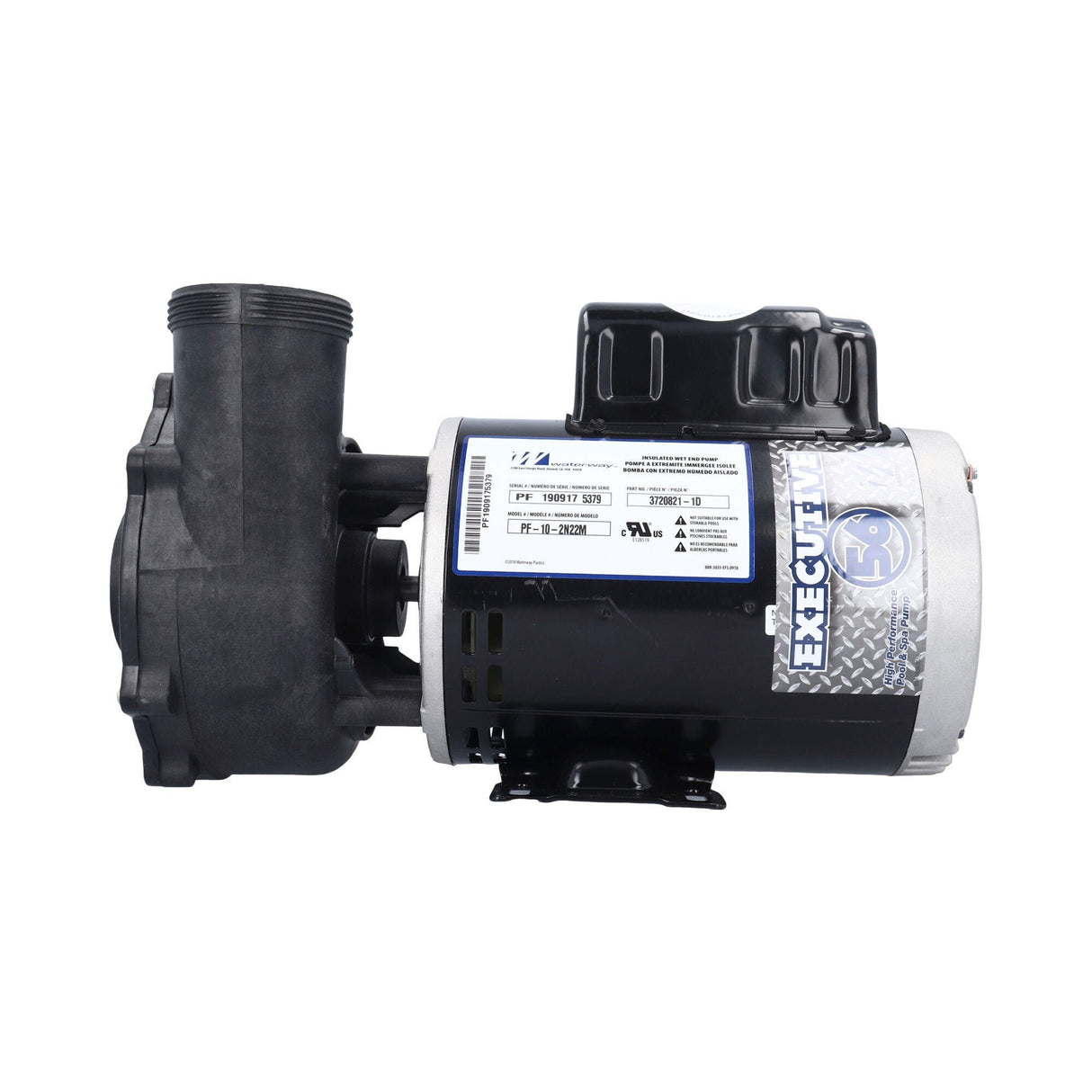 Pump, Waterway Executive 56, 2.0HP, 230V, 8.0/3.0A, 2-Speed, 2"MBT, SD, 56-Frame : 3720821-1D