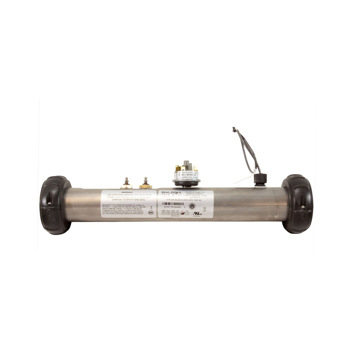 Heater Assembly, Balboa, Flo-Thru, 4.0kW w/2.0 Pressure Switch & Temp Sensor, No Tailpieces or Gaskets : G7418