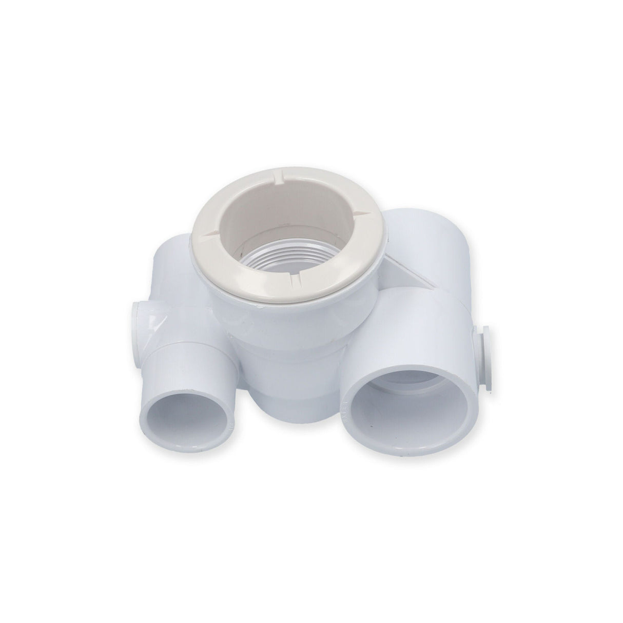 Body Assembly, Jet, Waterway Poly Jet, Tee Body, 1-1/2"S Water x 1"S Air, 2-5/8" Hole Size, 2 Plugs, White : 210-5860