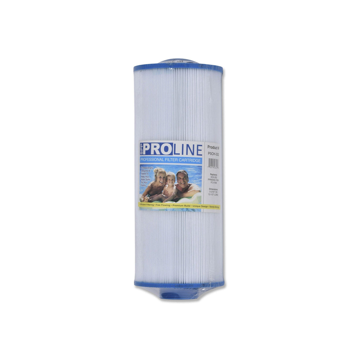 Filter Cartridge, Proline, Diameter: 5-3/16", Length: 12-1/2", Top: Handle, Bottom: 2" MPT, 35 sq ft : P5CH-352