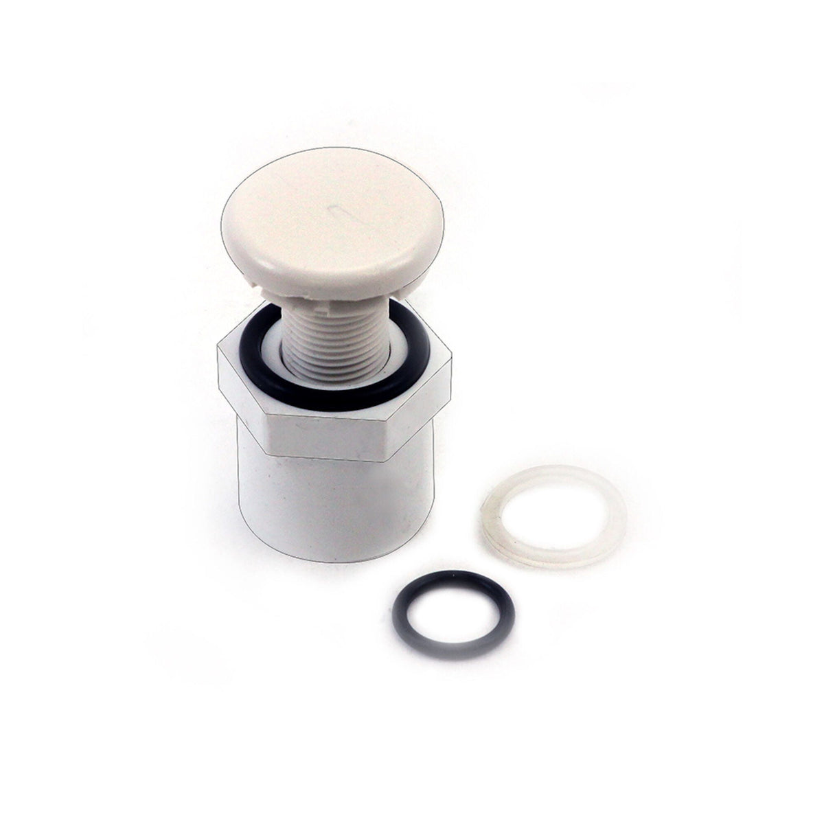 Air Injector, Waterway Lo-Profile, 3/4"S x 1" Spg, White : 670-2150