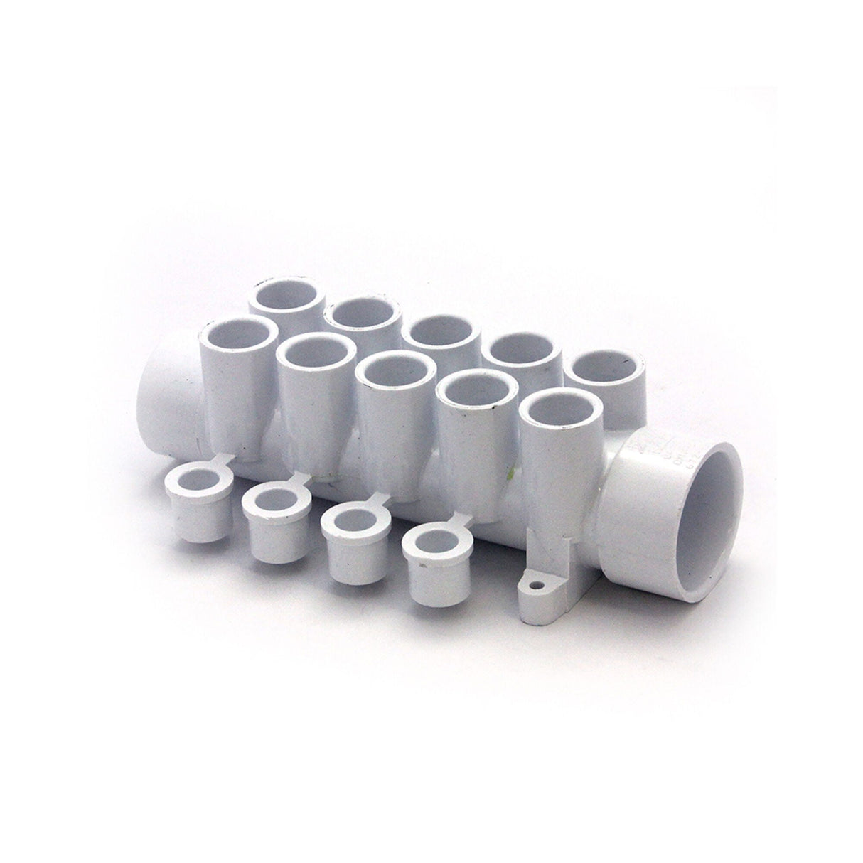 Manifold, PVC, Waterway, 1-1/2"S x 1-1/2"Spg x 10 1/2"S Ports w/ 4 Plugs : 672-4630
