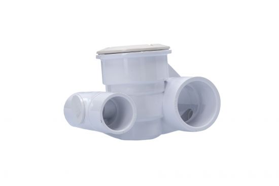 Body Assembly, Jet, Waterway Poly Jet, Tee Body, 1-1/2"S Water x 1"S Air, 2-5/8" Hole Size, 2 Plugs, White : 210-5860