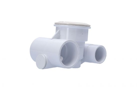 Body Assembly, Jet, Waterway Poly Jet, Tee Body, 1-1/2"S Water x 1"S Air, 2-5/8" Hole Size, 2 Plugs, White : 210-5860