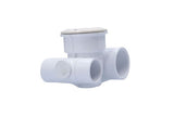 Body Assembly, Jet, Waterway Poly Jet, Tee Body, 1-1/2"S Water x 1"S Air, 2-5/8" Hole Size, 2 Plugs, White : 210-5860