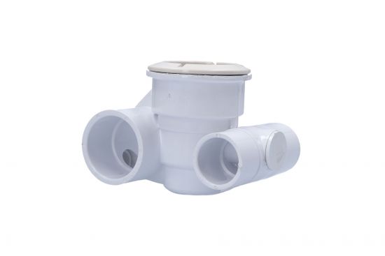 Body Assembly, Jet, Waterway Poly Jet, Tee Body, 1-1/2"S Water x 1"S Air, 2-5/8" Hole Size, 2 Plugs, White : 210-5860