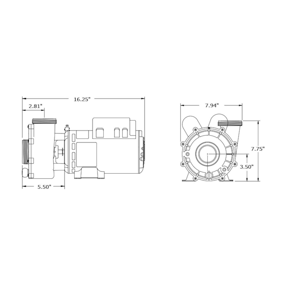 Pump, Aqua-Flo FMXP2, 3.0HP, SD, 48-Frame, 2-Speed, 230V, 13.1/3.3A, 2"MBT, Includes Unions : 06130395-2040