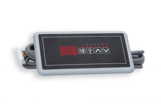Spaside Control, HydroQuip Eco-5, Small Rectangle, 4-Button, LED, Pump1-Light-Up-Down : 34-0207